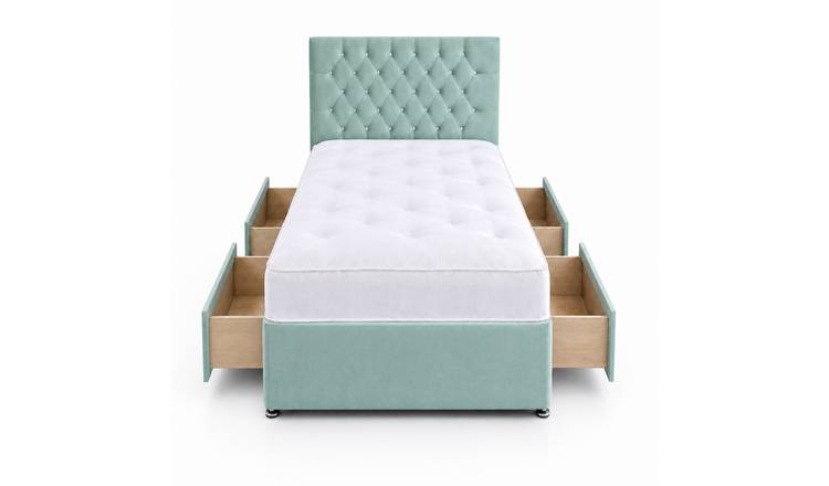 Comfy Deluxe 4ft Small Double       4 Drawer Velvet  Divan Bed Set -  Duck Egg