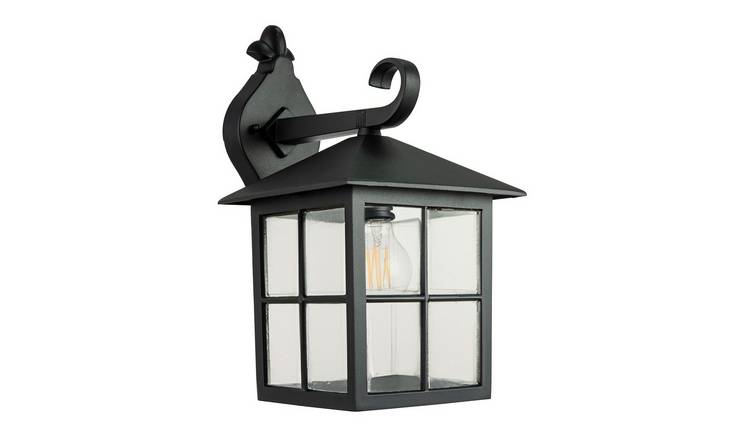 Happy Homewares Matte Black Die-Cast Aluminium Metal Outdoor Wall Light - 19cm