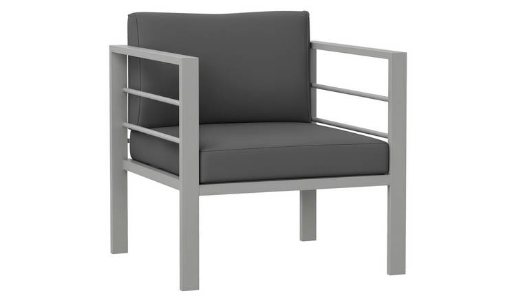 Outsunny Metal Garden Sofa with Removable Cushions - Charcoal Grey