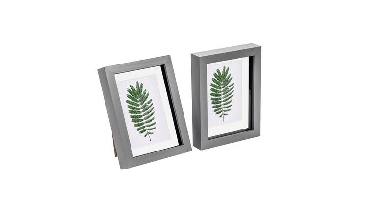 Nicola Spring 3D Box Photo Frames - 5 x 7" with Mount - Set of 2 - Grey