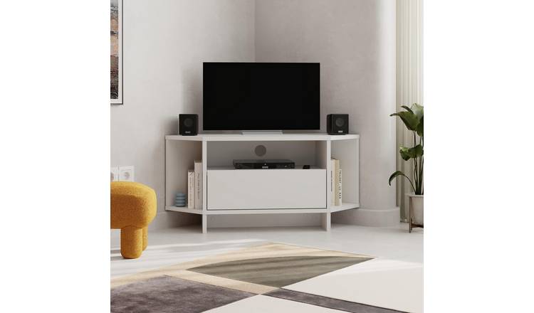 Decortie Viva Corner TV Unit particleboard wood-effect - White