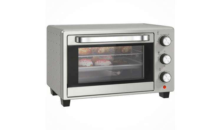 HOMCOM Mini Toaster Oven with Adjustable Temperature and Timer - Silver