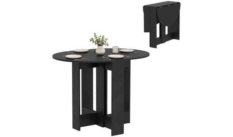 HOMCOM Small Spaces Folding Drop Leaf Table - Black