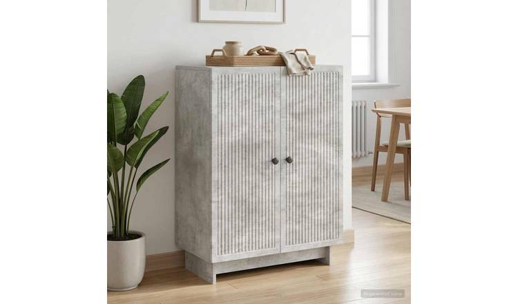 Walplus 2 Door Rectangular Sideboard - Concrete Grey - 66 x 34.5 x 90 cm