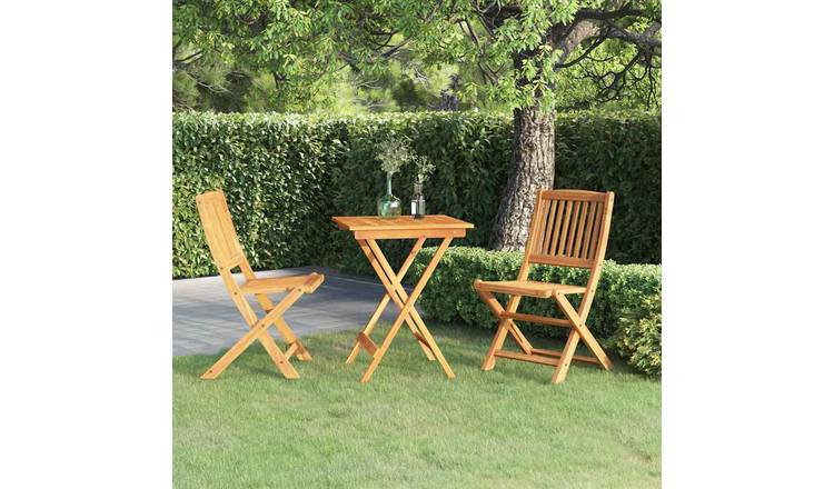 Walplus Solid Acacia Wood Folding Garden Dining Set - Natural Wood - 60 cm