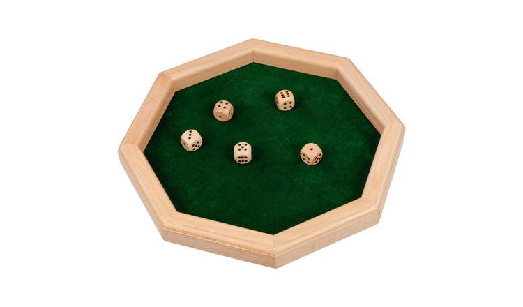 Goki Wooden Dice Plate with 5 Dice - 27.5cm