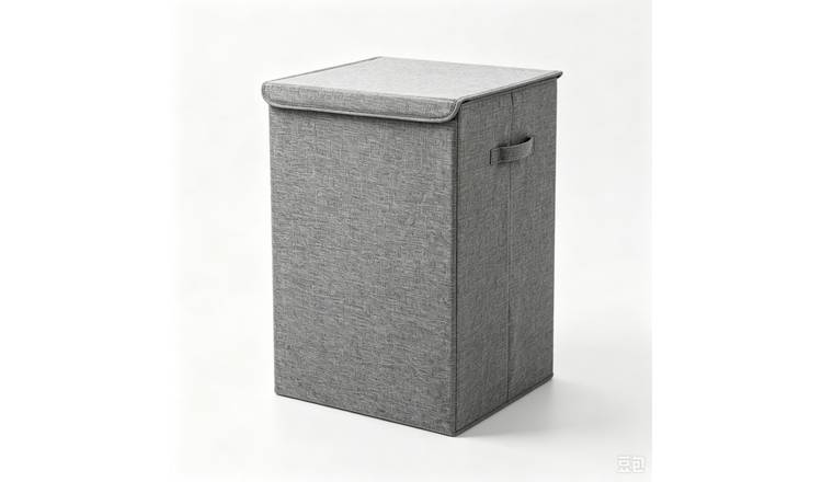 Living and Home Foldable Laundry Hamper with Lid - Grey