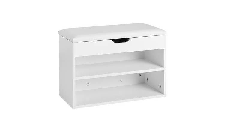 SoBuy 1 Shelf Seat Padded Folding Cushion Shoe Storage Bench - White