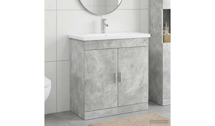Walplus Engineered Wood Bathroom Set - Concrete Grey - 81 x 40 x 84.5 cm