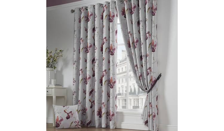 Luxury Living Floral Blackout Eyelet Curtains 168cm x 229cm - Red