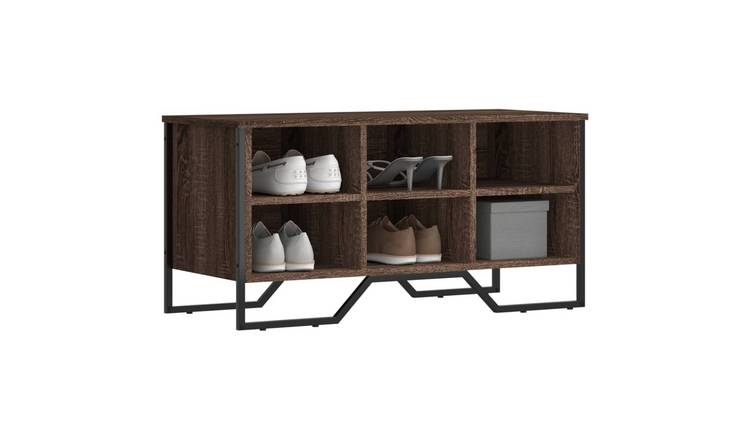 Walplus Engineered Wood Shoe Cabinet - Brown Oak - 90 x 38 x 45.5 cm
