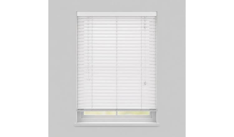 New Edge Blinds White Gloss Faux Wood String Venetian Blind - 180cm x 120cm