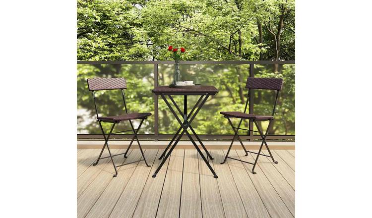 Walplus 2 Piece Poly Rattan Folding Chairs - Brown - 40 x 45 x 79 cm