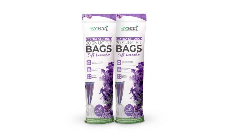 EcoBag 30L Lavender Scented Drawstring Kitchen Bin Liners - Pack of 40
