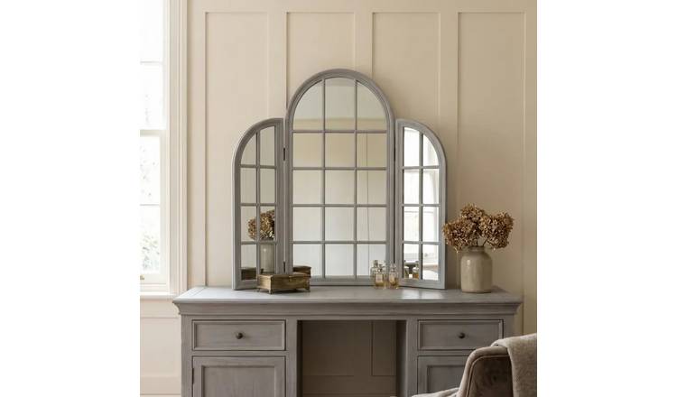 Orsina Fret Finish Dressing Table Mirror – Grey