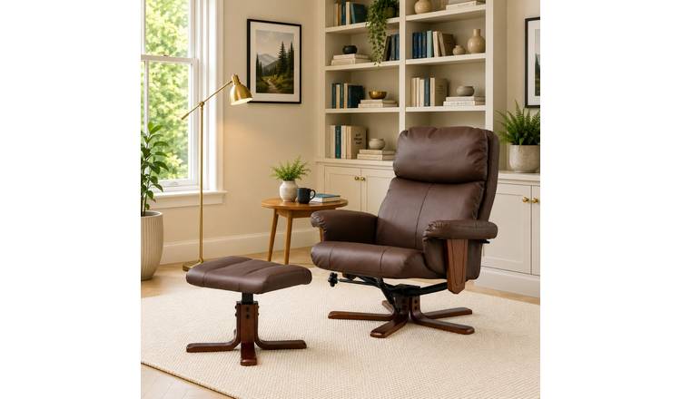 Artemis Home Woodacre Swivel Recliner with Massage and Heat - Brown