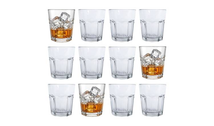 Argon Tableware Panelled Glass Tumblers - 285ml - Pack of 12