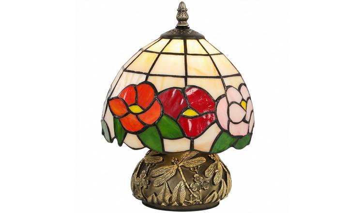 HOMCOM Tiffany Style Dragonfly Stained Glass Table Lamp - Multicolor