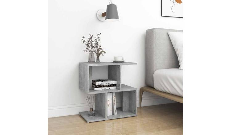 Walplus Engineered Wood Bedside Cabinet - Stone Grey - 50 x 30 x 51.5 cm