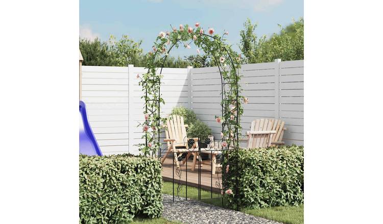 Walplus Iron Garden Arch Door - Black