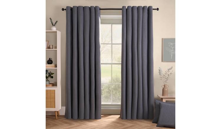 OHS Woven Texture Blackout Curtains - 168 x 137cm - Charcoal
