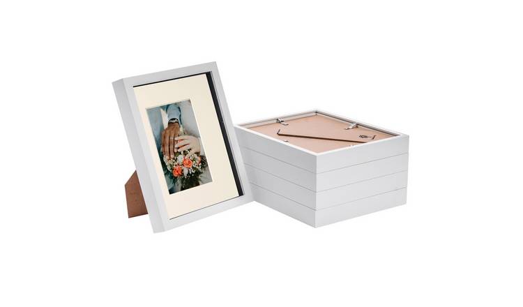Nicola Spring 3D Box Photo Frames - 8 x 10" with Mount - Set of 5 - White