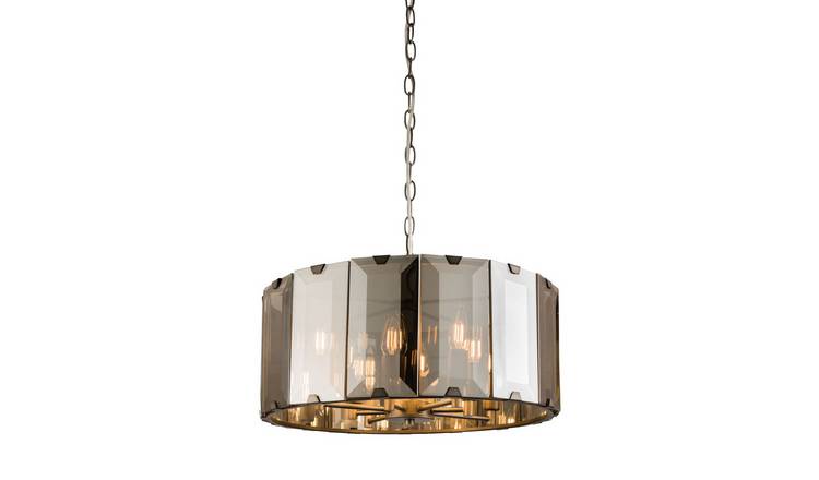 Loops Direct Steel and Glass Pendant Light - Gloss Slate Grey