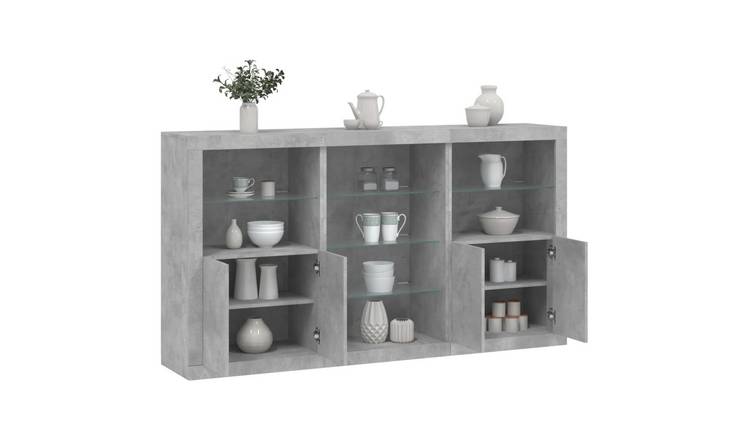 Walplus LED Engineered Wood Sideboard - Concrete Grey - 181.5 x 37 x 100 cm