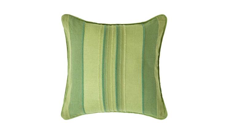 Homescapes Green Morocco Cotton Striped Cushion Cover - 45 x 45 cm