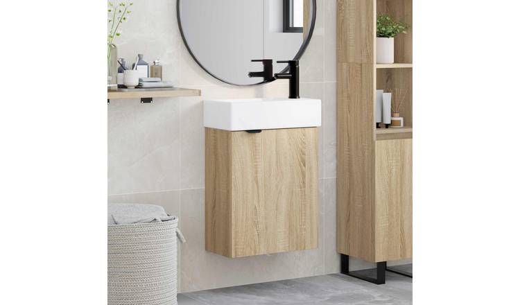 Walplus Engineered Wood Bathroom Wall-Mounted Cabinet- Light Oak