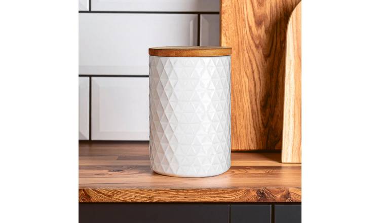 Orsina Geome 750mlWhite Canister with Bamboo Lid