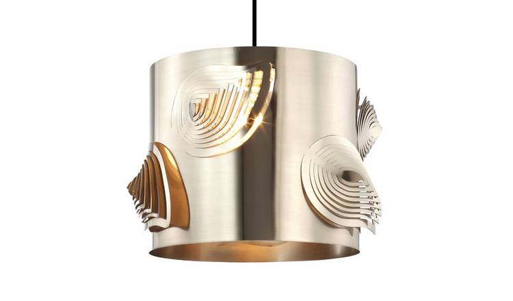 Happy Homewares Nickel Solid Metal Easy Fit with Laser Cut Pendant Shade - 30cm
