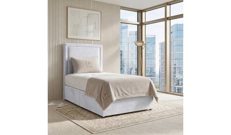 DS Living Velmont Single Upholstered Divan Bed Frame - White