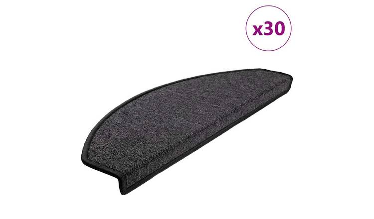 Walplus Pack of 30 Half Round Polypropylene Stair Mats - Anthracite - 65 x 24 cm