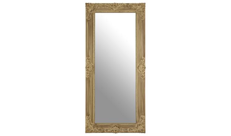 Orsina Chloe Wooden Frame Ornate Full Length Wall Mirror – Natural