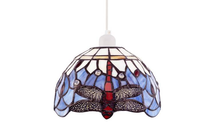Happy Homewares Lavender Purple Toned Stained Glass Pendant Shade - 20cm