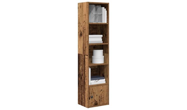 Walplus Engineered Wood Bookcase - Dark Wood - 31 x 24 x 127 cm