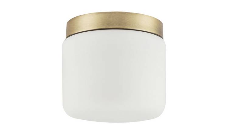 Happy Homewares LED in Antique Brass with Glass Bathroom Ceiling Light - 13cm