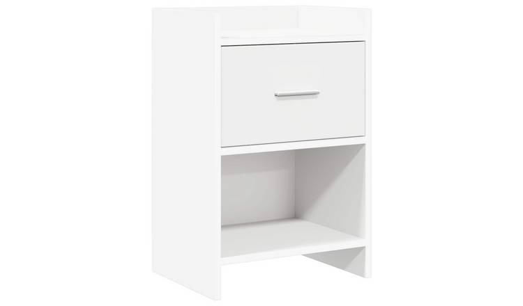 Walplus 1 Drawer Engineered Wood Bedside Table - White - 40 x 30 x 60 cm