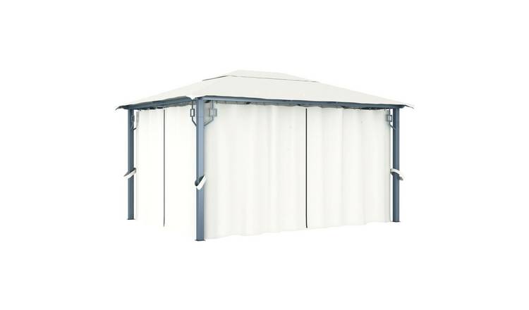 Walplus 400 x 300 cm Aluminium Gazebo with Curtain - Cream