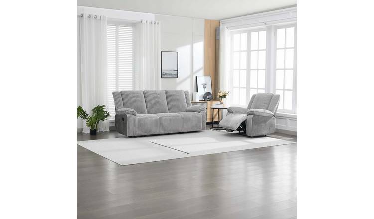 Furniture Online Verona Manual Recliner Cord 3+1 Seater Sofa Set - Grey