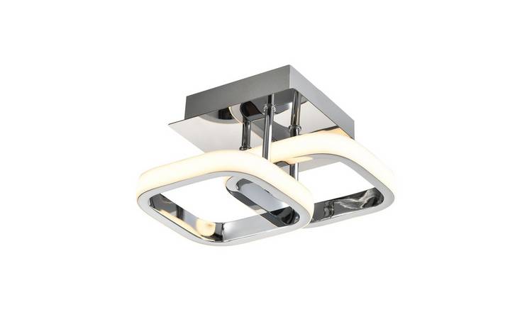 Happy Homewares Compact Double Head LED Chrome Ceiling Light - 24cm
