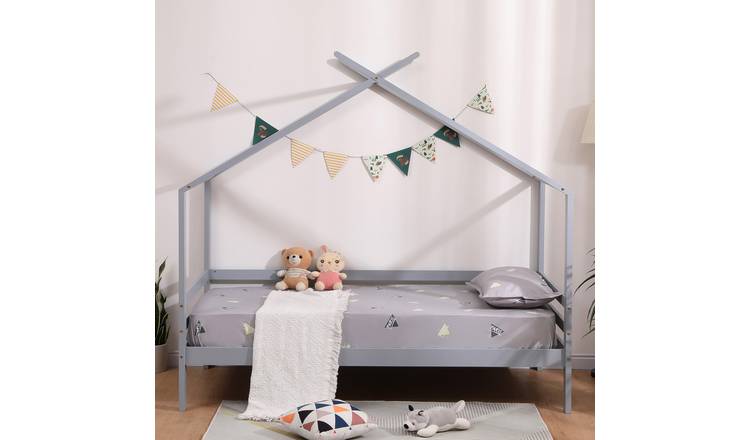 Slumberworks Teddy Kids Childrens Wooden Bed Frame – Grey