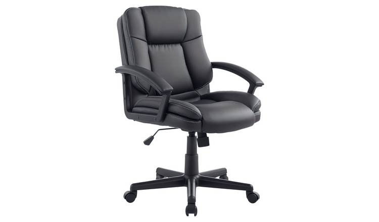 HOMCOM Faux Leather Adjustable Swivel Office Desk Chair - Black