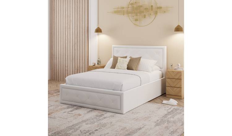 GFW Hollywood King Size Faux Leather End Lift Ottoman Bed - White