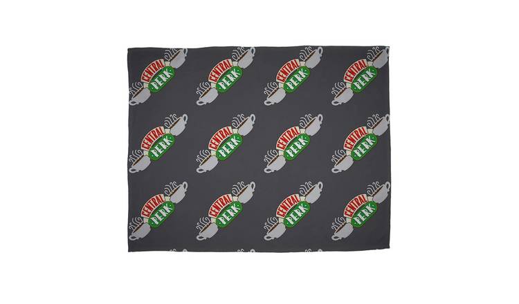 Friends Coffee Shop Fleece Dark Grey Blanket - 150cm x 100cm
