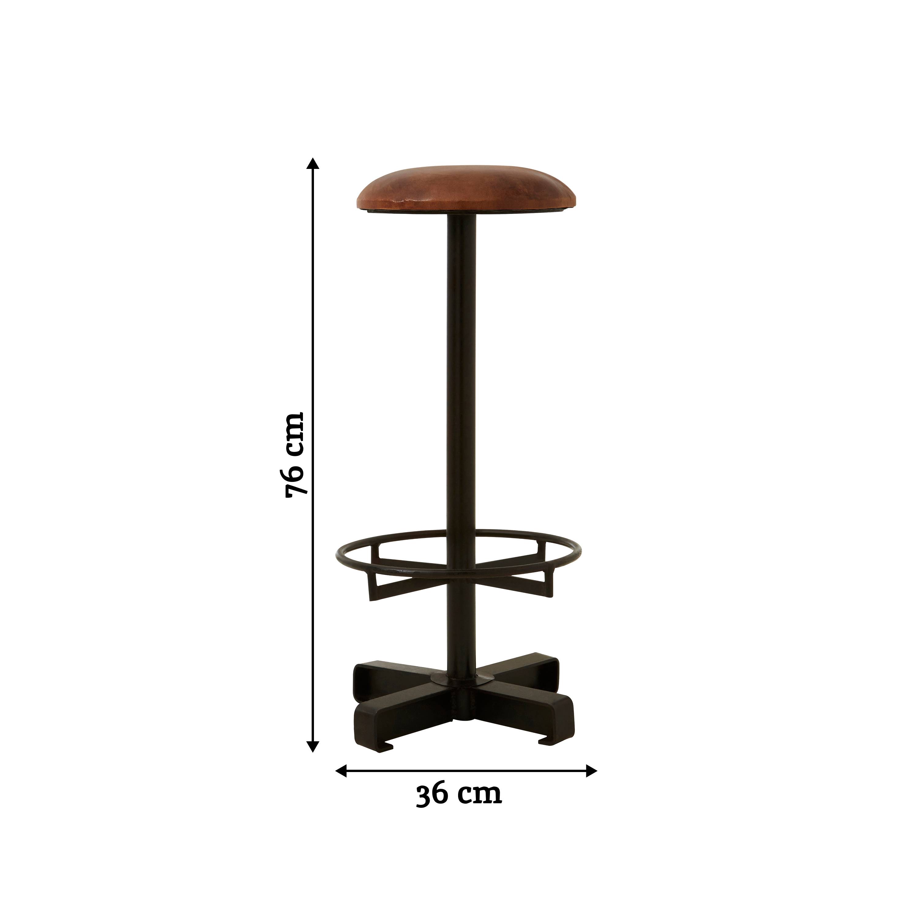 Orsina Buffalo Leather Bar Stool – Brown & Black - Image 4