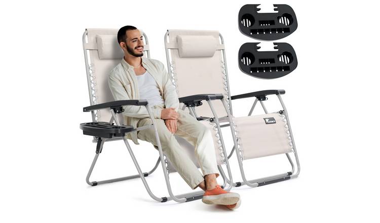 SUNMER Set of 2 Extra Wide Sun Lounger - Grey