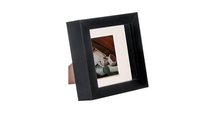 Nicola Spring 4 x 4" 3D Box Photo Frame with 2 x 2" Ivory Mount - Black