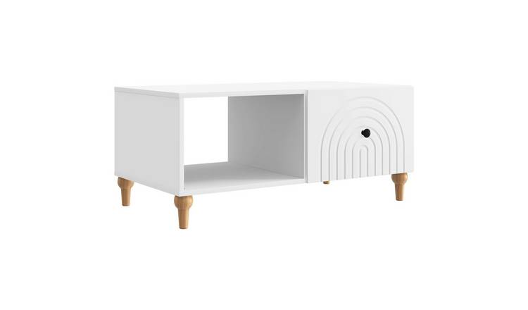 Walplus 2 Shelf Living Room Coffee Table - White - 90 x 50 x 40 cm